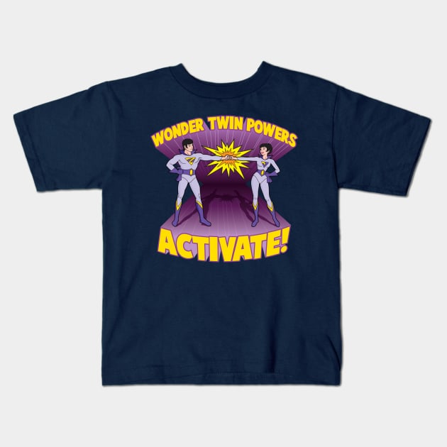 Wonder Twin Powers Activate! Kids T-Shirt by Chewbaccadoll